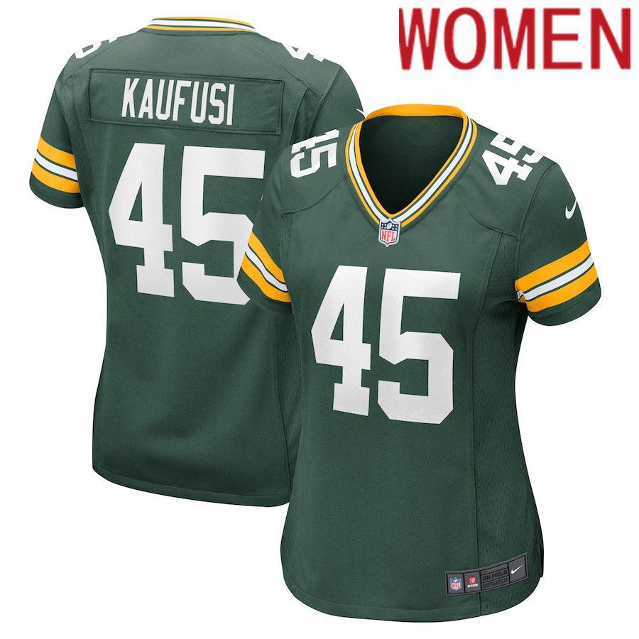 Women Green Bay Packers 45 Bronson Kaufusi Nike Green Nike Game NFL Jersey